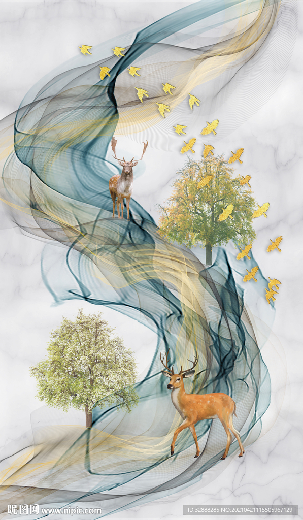 麋鹿装饰画