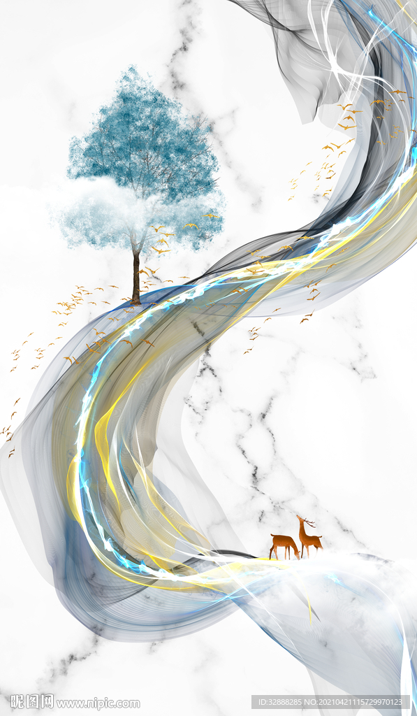 意境山水 麋鹿山水