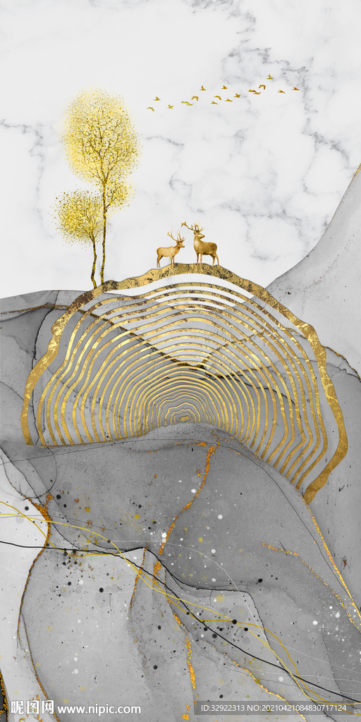 年轮麋鹿装饰画