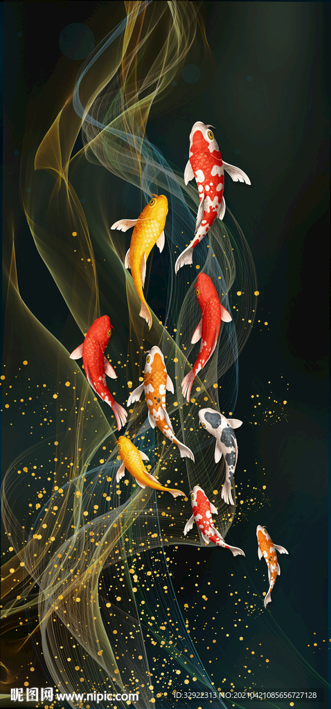 年年有鱼 九鱼图玄关