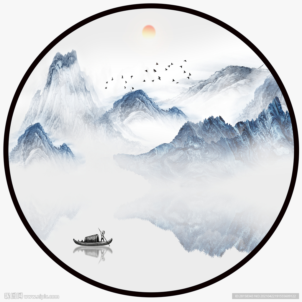 圆形山水画