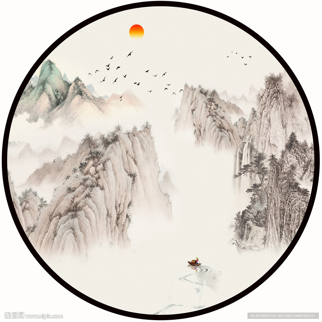 圆形山水画