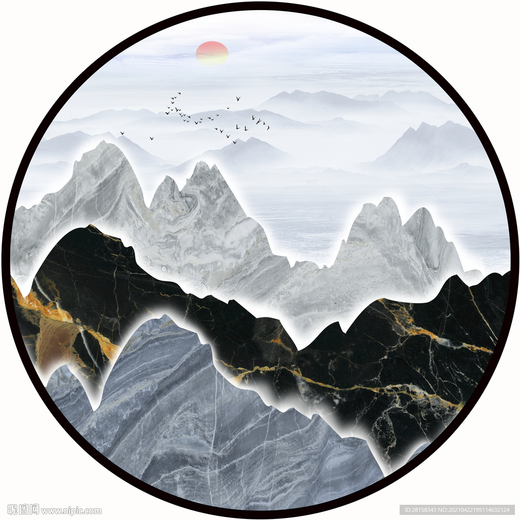 圆形山水画