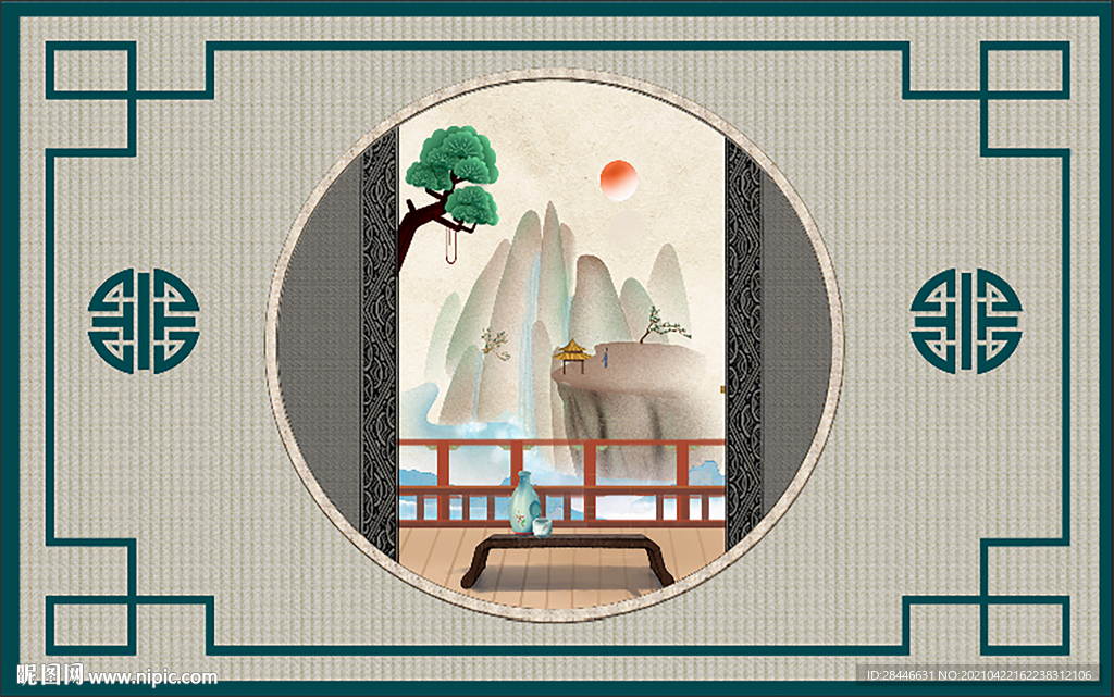 新中式几何彩色地毯