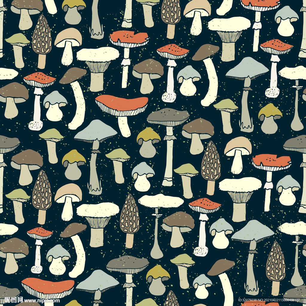 卡通蘑菇矢量图案