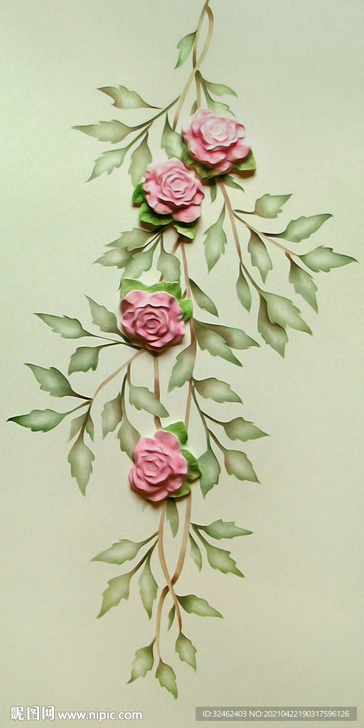 手绘花鸟画玄关