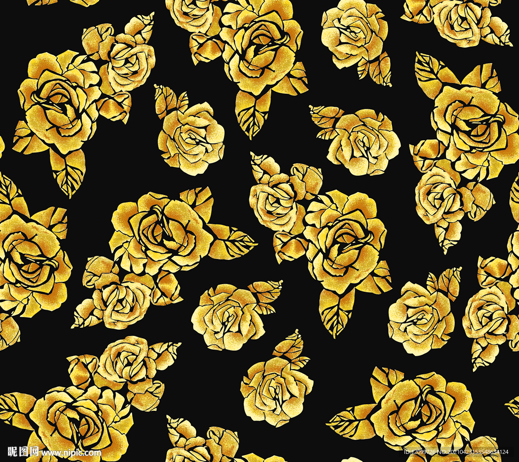 时尚大牌数码印花瑰玫花