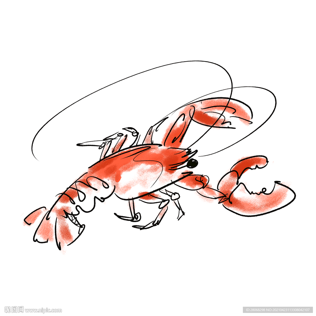 卡通龙虾装饰食物食材元素