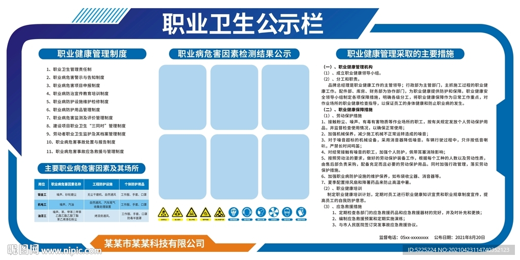 职业卫生信息公示栏