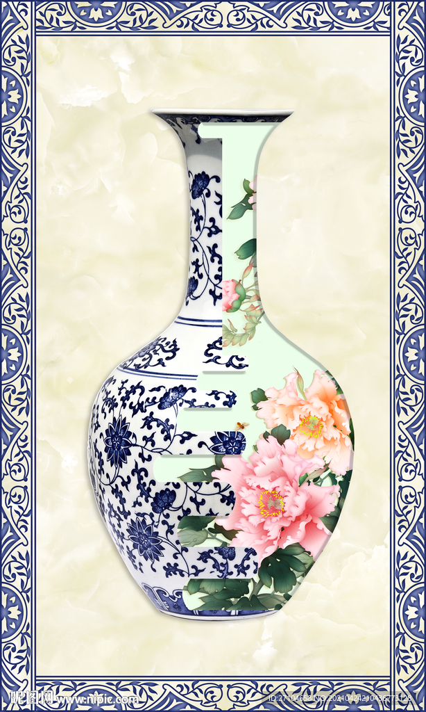 青花瓷艺术花瓶玄关