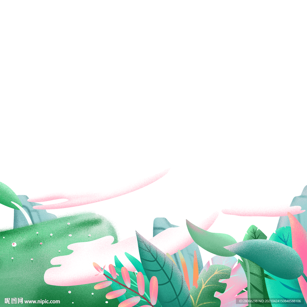卡通插画植物树叶元素