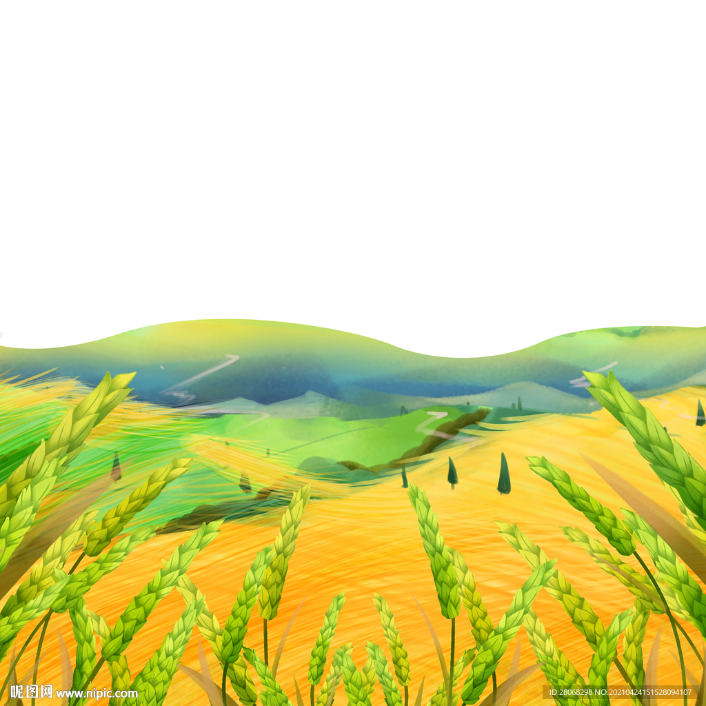 卡通装饰插画麦子田野元素