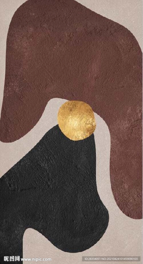 侘寂风抽象金色油画玄关装饰画