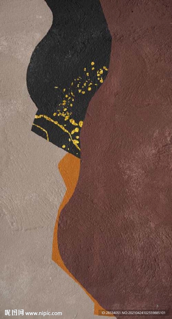 侘寂抽象金色水墨油画玄关背景画