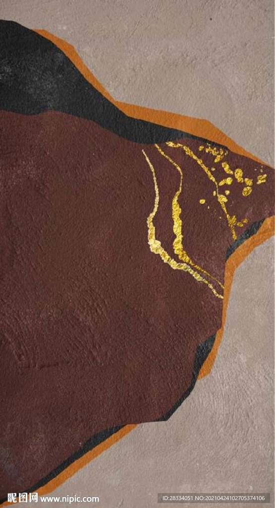 侘寂抽象金色水墨油画玄关背景画