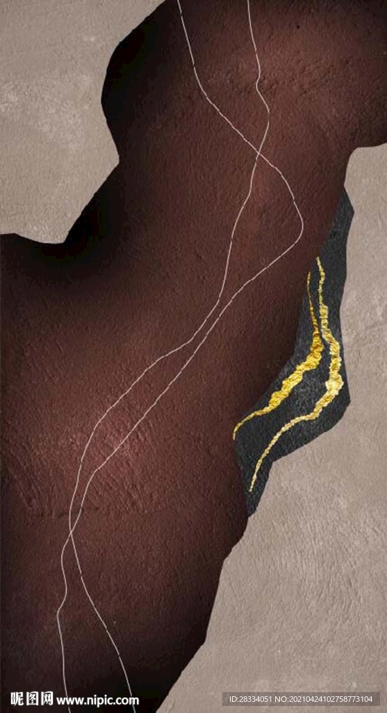 侘寂抽象金色水墨油画玄关背景画