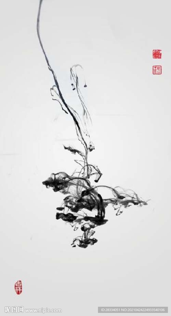 新中式禅意抽象水墨玄关装饰画