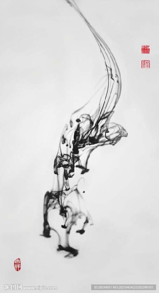 新中式禅意抽象水墨玄关装饰画