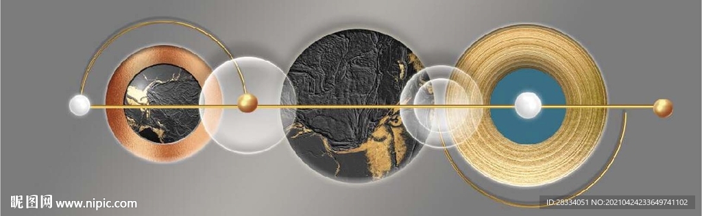 晶瓷抽象立体金色几何床头装饰画