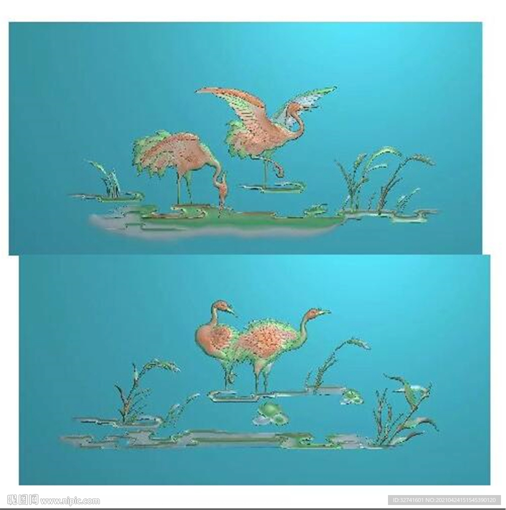 檀雕仙鹤沙发靠背