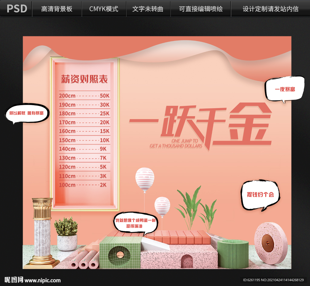 一跃千金背景设计