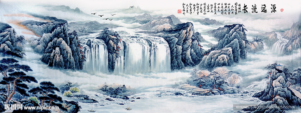 中国风山水风景国画水墨画装饰画