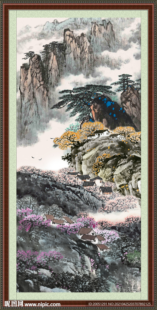 竖幅山水画 