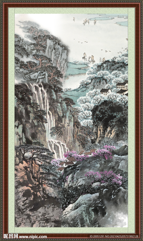 竖幅山水画 