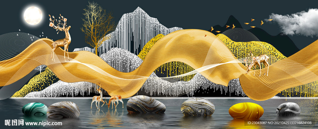 麋鹿立体装饰画