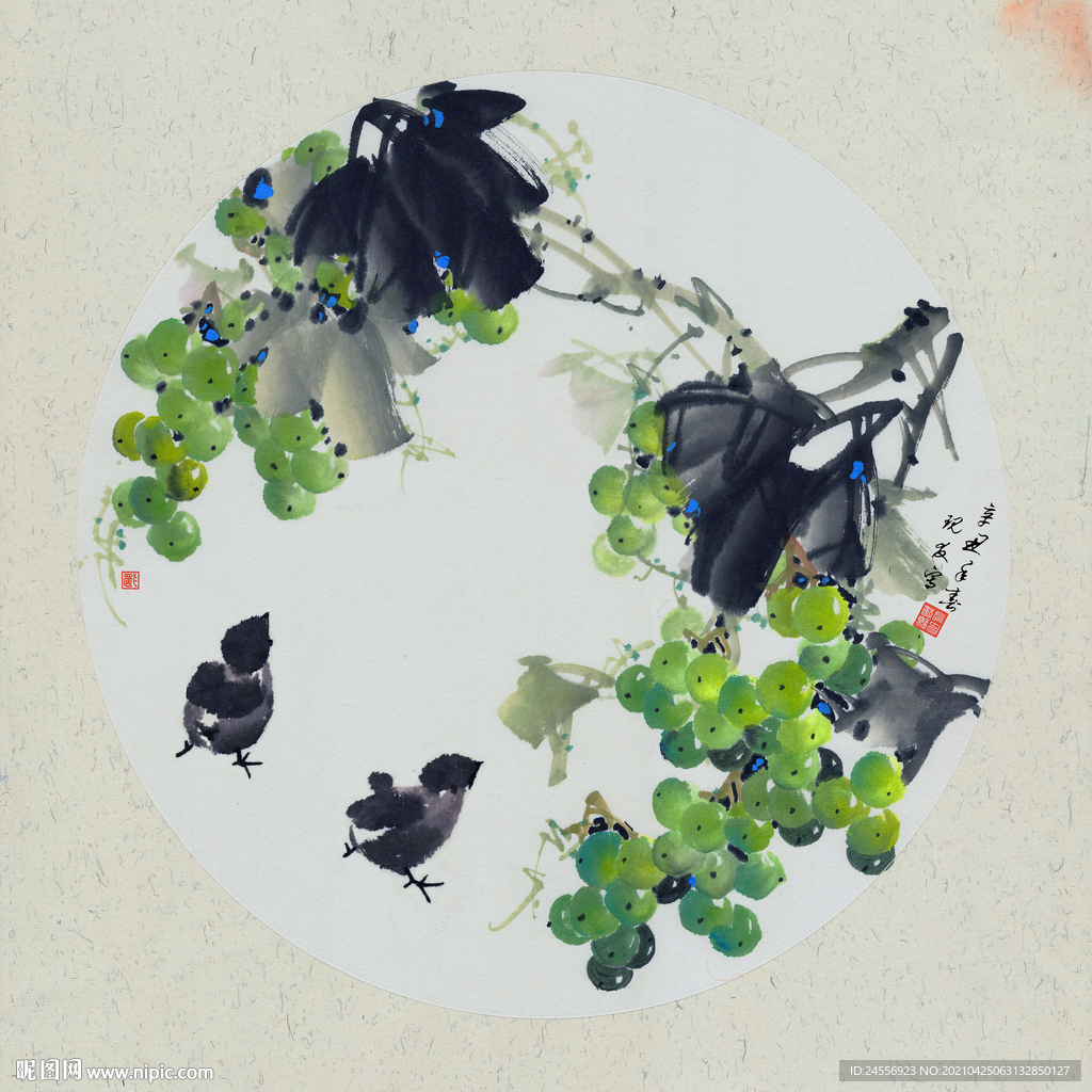国画花鸟画青藤葡萄