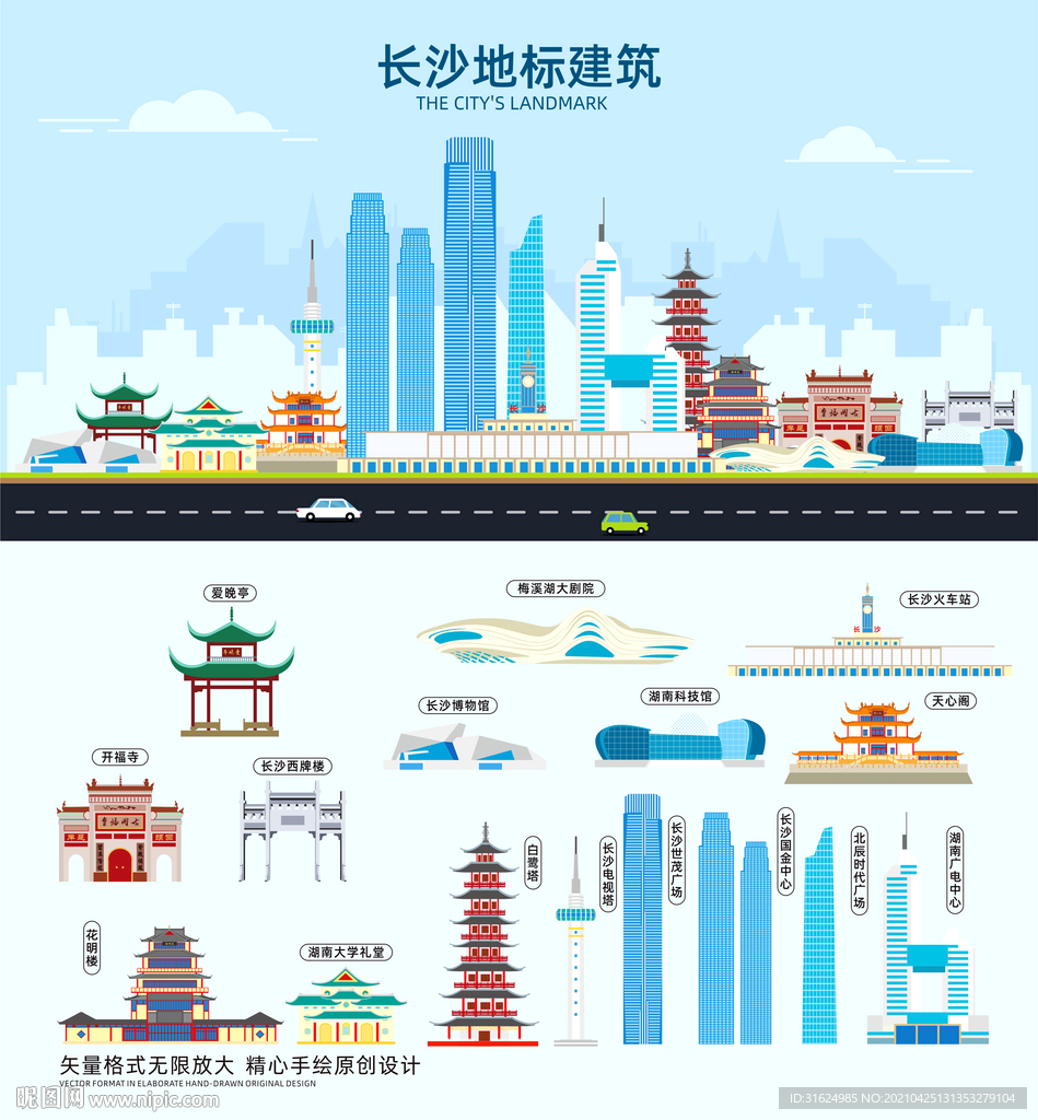 长沙地标建筑剪影