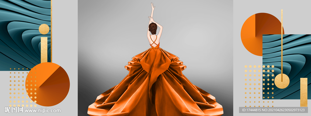 北欧轻奢美女人物客厅装饰画