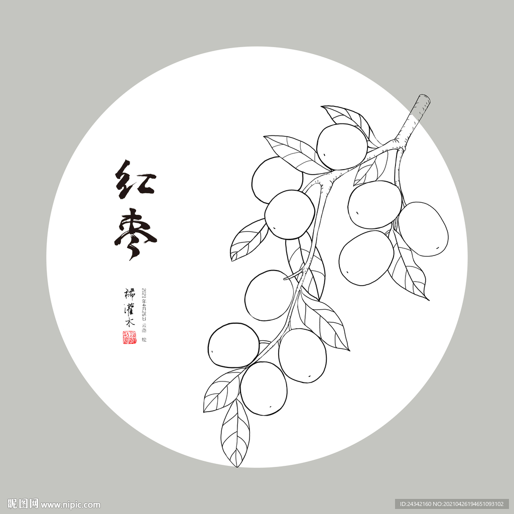 手绘红枣