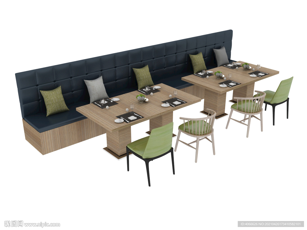 长沙发餐桌3d模型