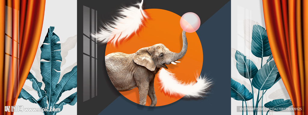 轻奢动物抽象轻奢绿植客厅装饰画