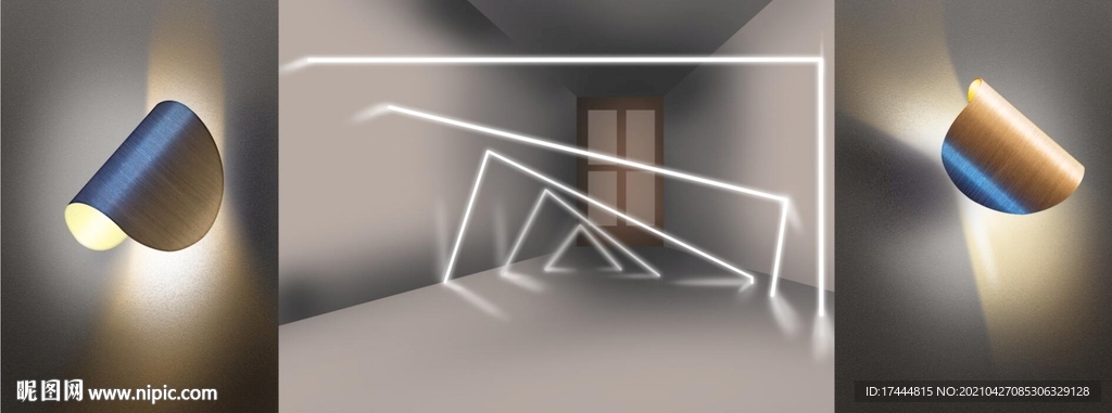 现代光影空间立体三联装饰画
