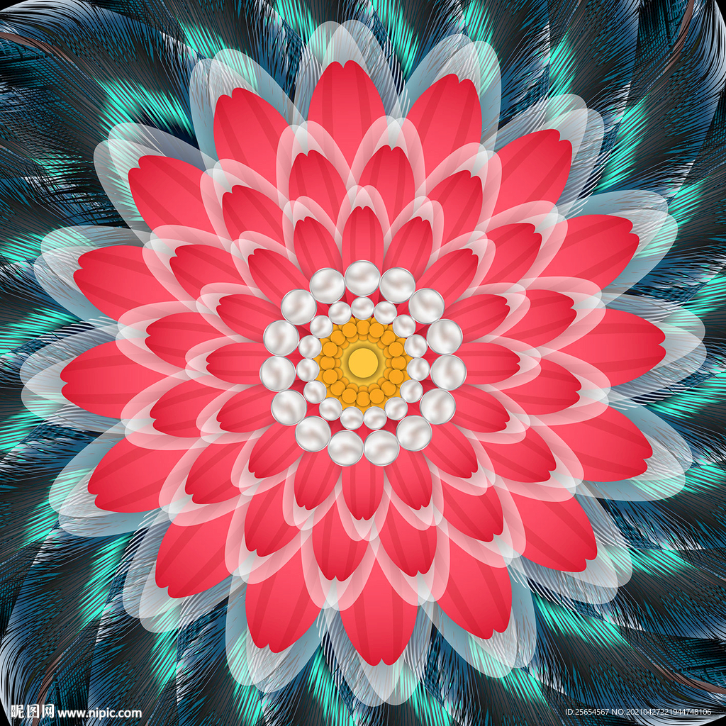 抽象唯美花朵天顶壁画