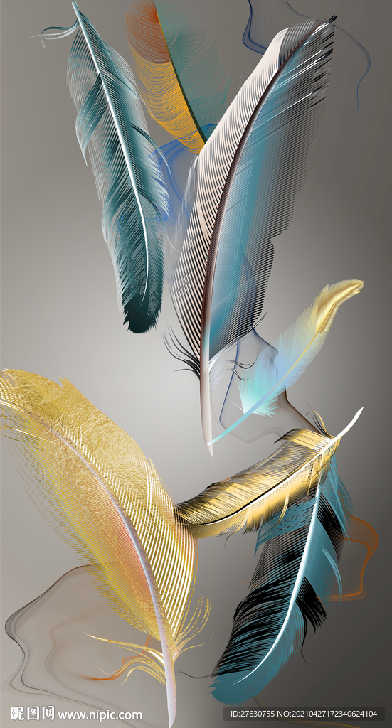 轻奢羽毛玄关装饰画