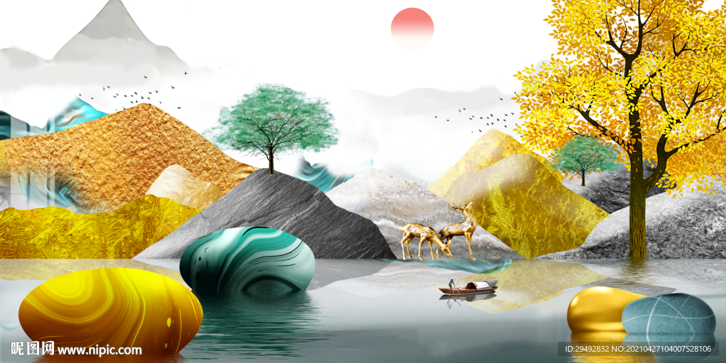 石来运转山水画