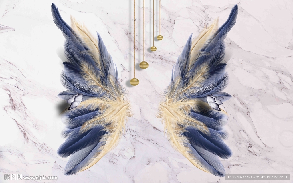 羽毛翅膀北欧背景墙