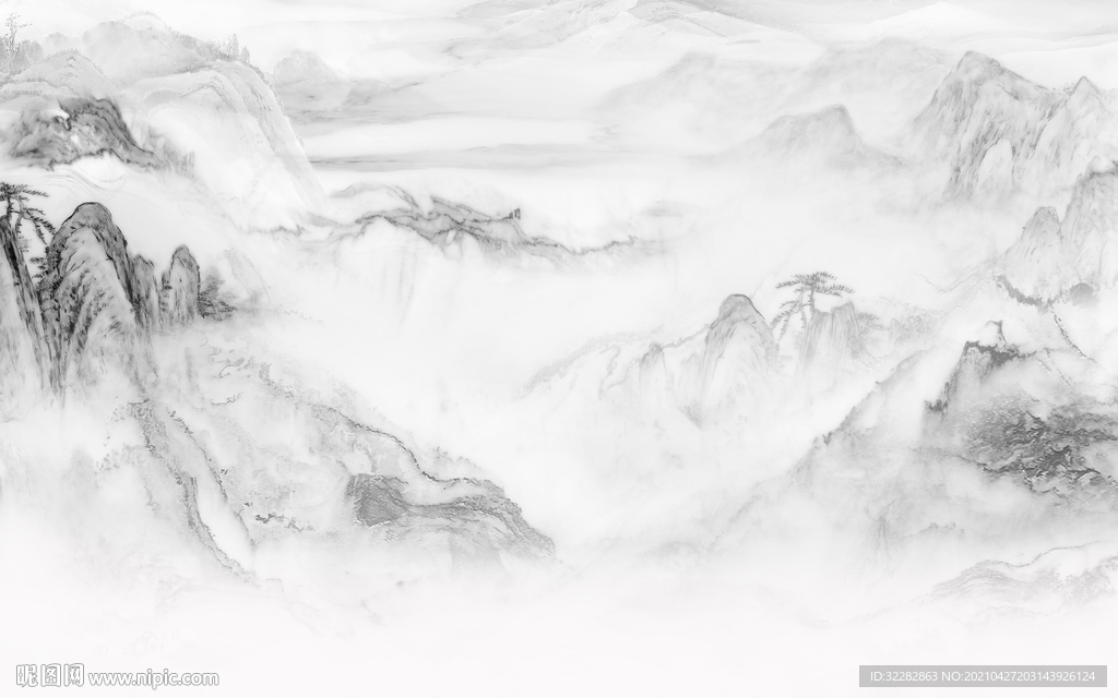 石纹 客厅山水新画 文件分层 