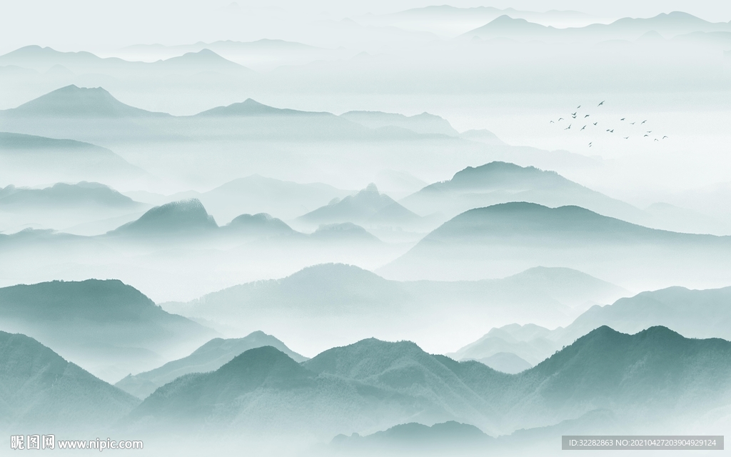 中式客厅山水新画 文件分层 