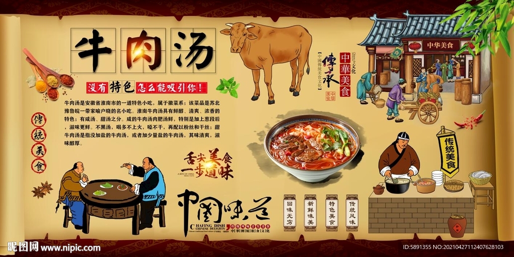 牛肉汤背景墙