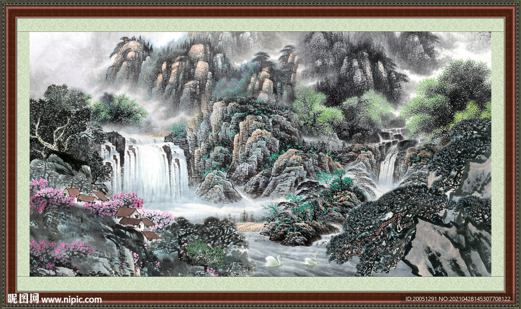 聚财山水画 