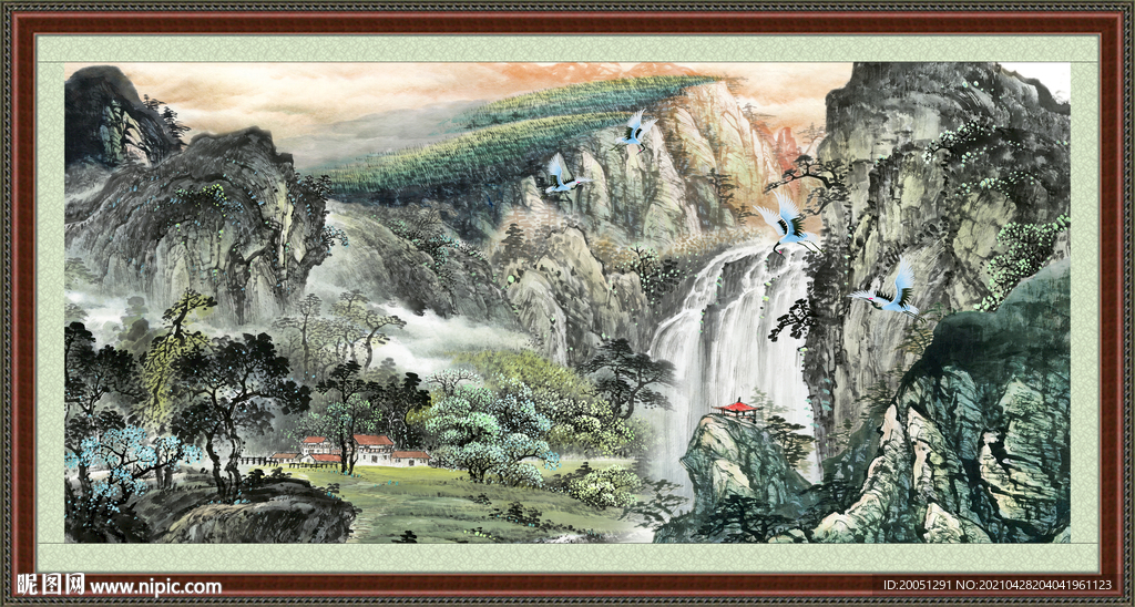 八方聚财山水