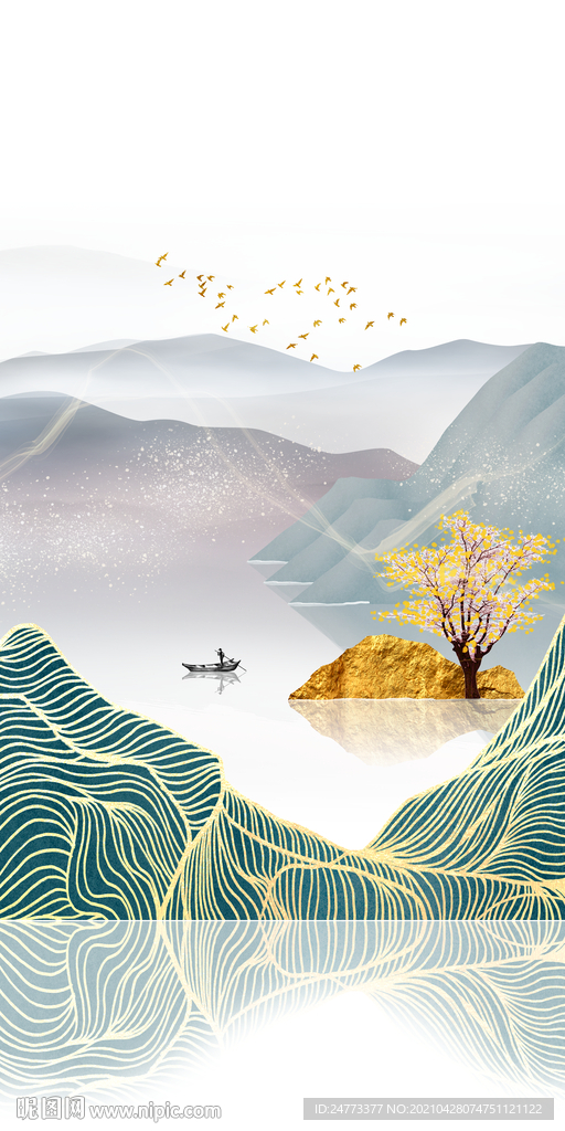 新中式山水玄关