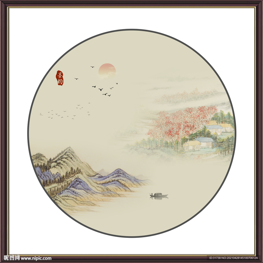 圆形山水画