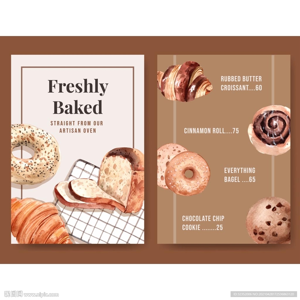面包西点手绘矢量海报