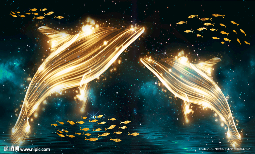金色鲸鱼装饰画