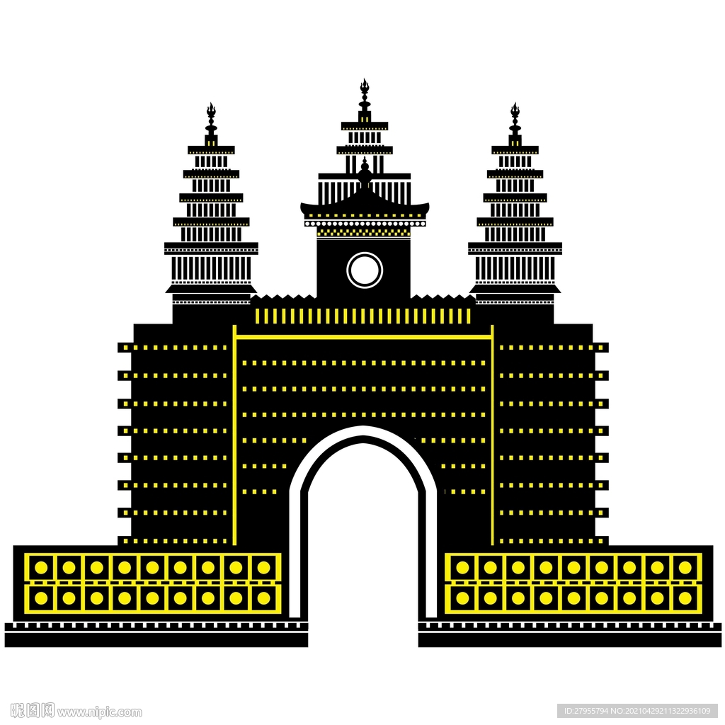 五塔寺矢量插画